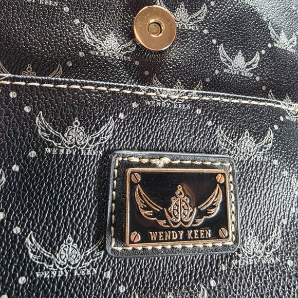 Wendy Keen Drawstring Backpack 🛡️ Dark Goth Biker Monogram Vegan Leather - Picture 16 of 16